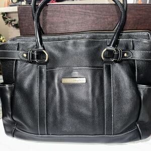 CLARK & MAYFIELD Hawthorne Black Soft Leather 17.3" Laptop Handbag